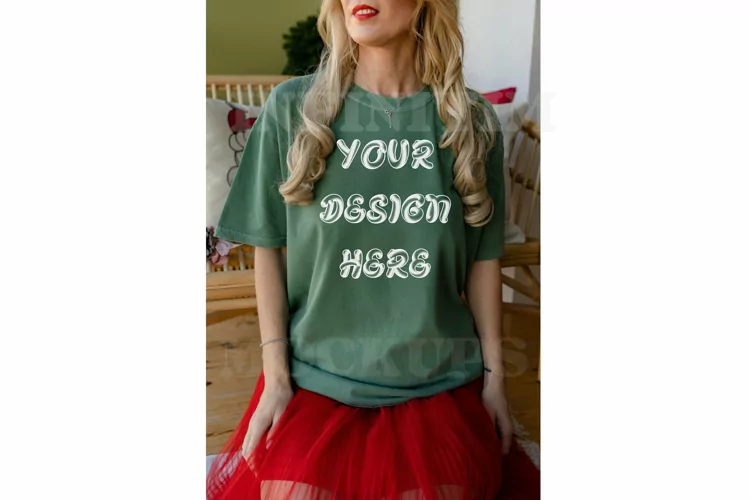 Comfort Colors 1717 mockup Light Green tshirt mockup
