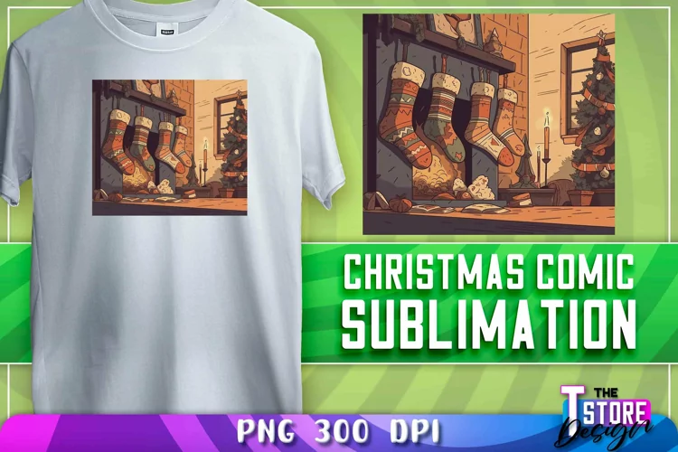 Christmas Comic Sublimation | T-Shirt Design | PNG File