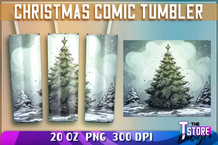 Christmas Comic Tumblers Wrap 20 oz. | PNG Sublimation
