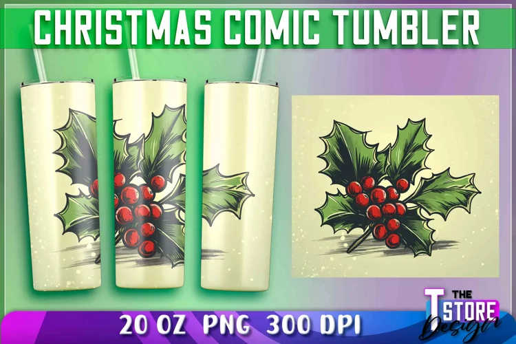Christmas Comic Tumblers Wrap 20 oz. | PNG Sublimation