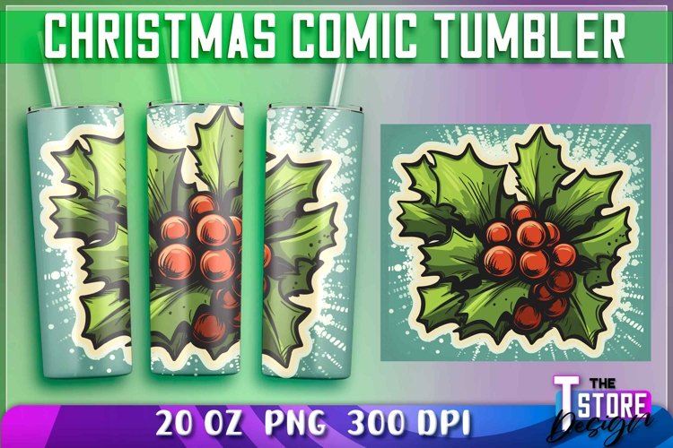 Christmas Comic Tumblers Wrap 20 oz. | PNG Sublimation example image 1