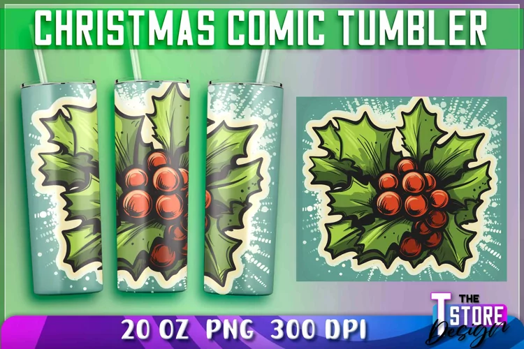 Christmas Comic Tumblers Wrap 20 oz. | PNG Sublimation