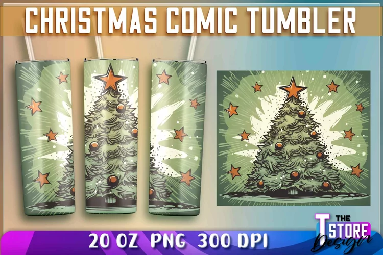 Christmas Comic Tumblers Wrap 20 oz. | PNG Sublimation