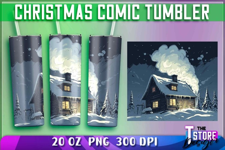 Christmas Comic Tumblers Wrap 20 oz. | PNG Sublimation example image 1