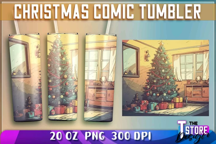 Christmas Comic Tumblers Wrap 20 oz. | PNG Sublimation