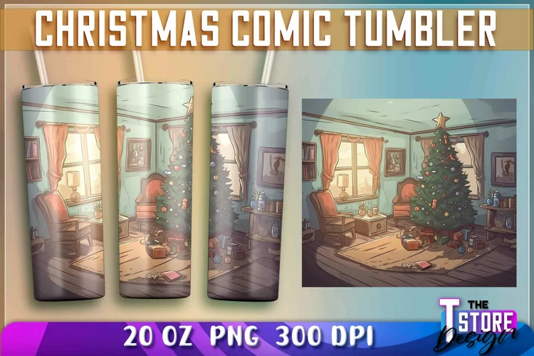 Christmas Comic Tumblers Wrap 20 oz. | PNG Sublimation