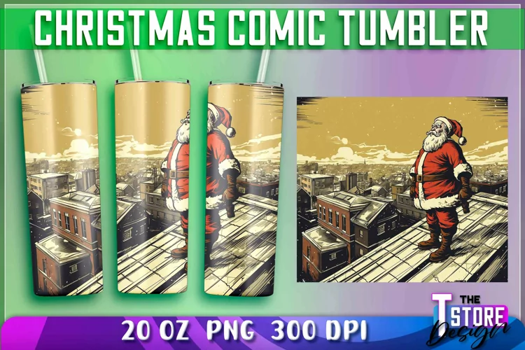 Christmas Comic Tumblers Wrap 20 oz. | PNG Sublimation
