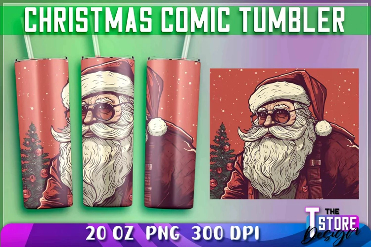 Christmas Comic Tumblers Wrap 20 oz. | PNG Sublimation