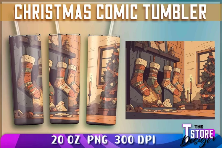 Christmas Comic Tumblers Wrap 20 oz. | PNG Sublimation