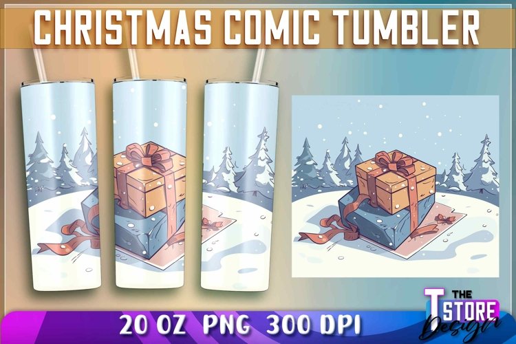 Christmas Comic Tumblers Wrap 20 oz. | PNG Sublimation example image 1