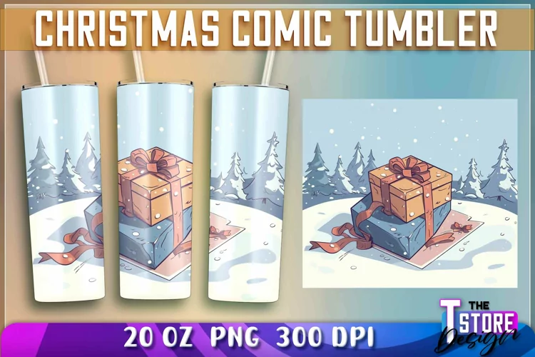 Christmas Comic Tumblers Wrap 20 oz. | PNG Sublimation