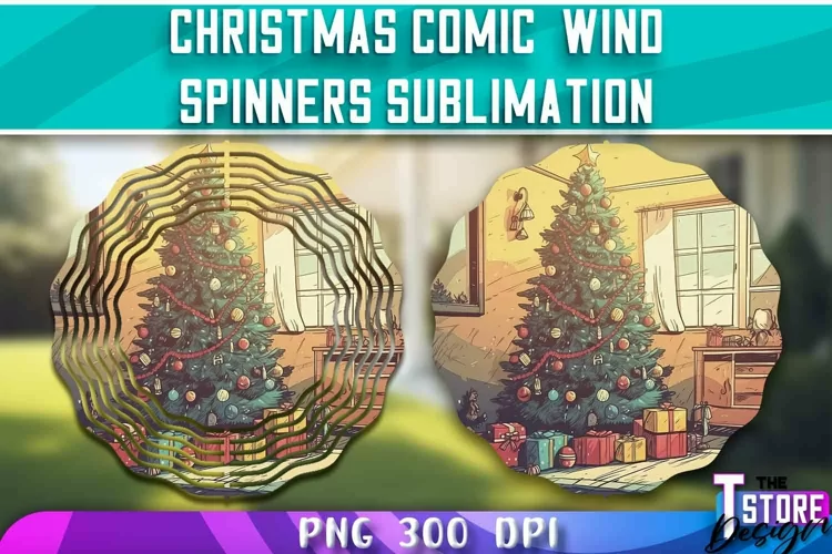 Christmas Comic Wind Spinners Sublimation | PNG Design