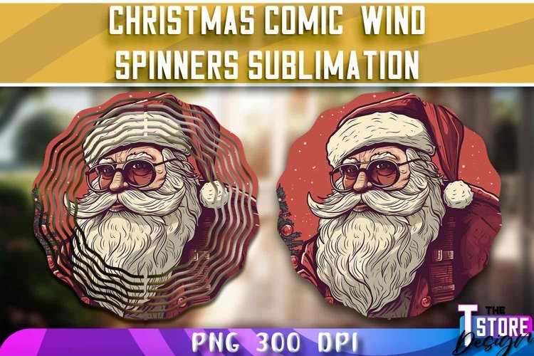 Christmas Comic Wind Spinners Sublimation | PNG Design example image 1