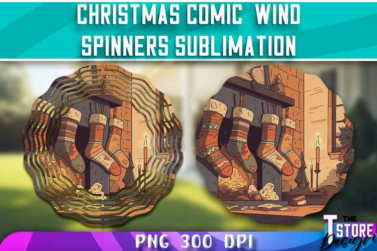 Christmas Comic Wind Spinners Sublimation | PNG Design