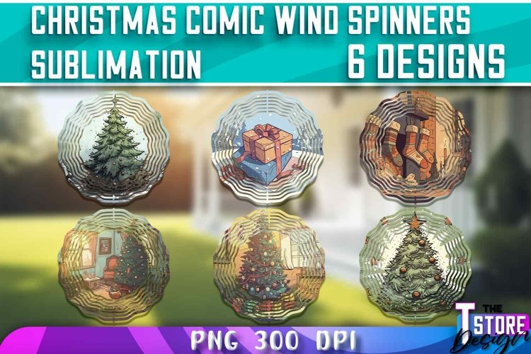 Christmas Comic Wind Spinners Sublimation | PNG Design