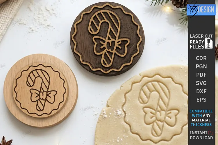 Christmas Cookie Stamp Laser Cut | Holiday Baking Press