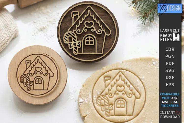 Christmas Cookie Stamp Laser Cut | Holiday Baking Press