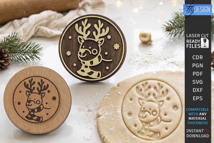 Christmas Cookie Stamp Laser Cut | Holiday Baking Press example image 1