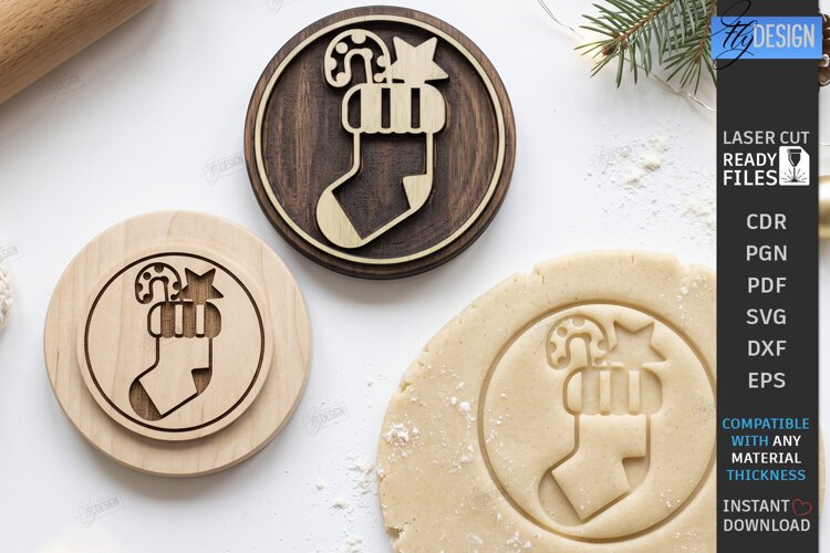 Christmas Cookie Stamp Laser Cut | Holiday Baking Press example image 1