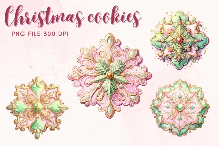 Vintage Christmas Cookies Watercolor xmas Decorate Clipart