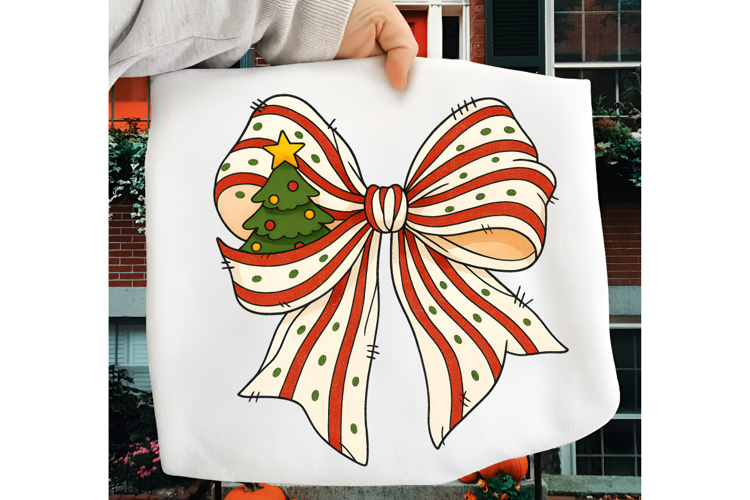 Christmas Coquette Bow PNG, Christmas Sublimation Design