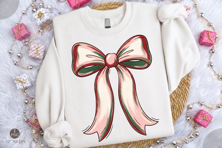 Christmas Coquette Bow Png, Retro Christmas Shirt Png
