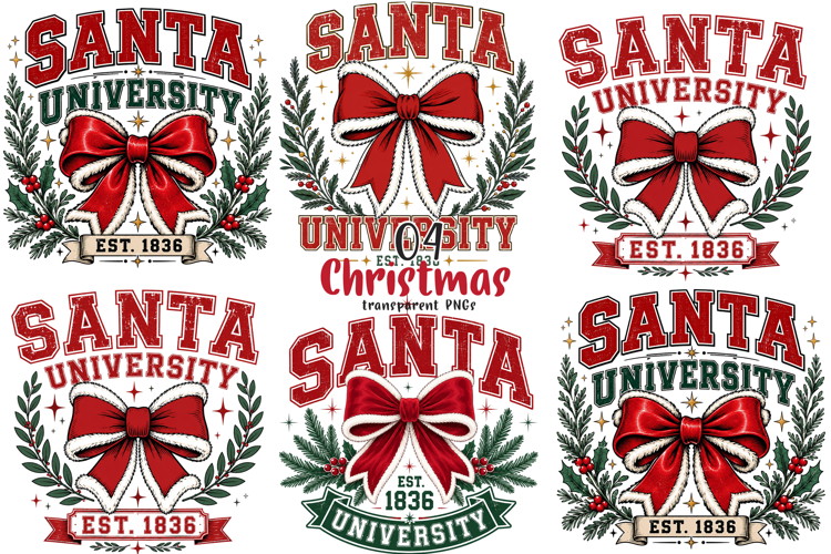 Christmas Coquette Santa Bow PNG
