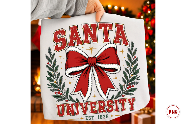 Christmas Coquette Santa Bow PNG