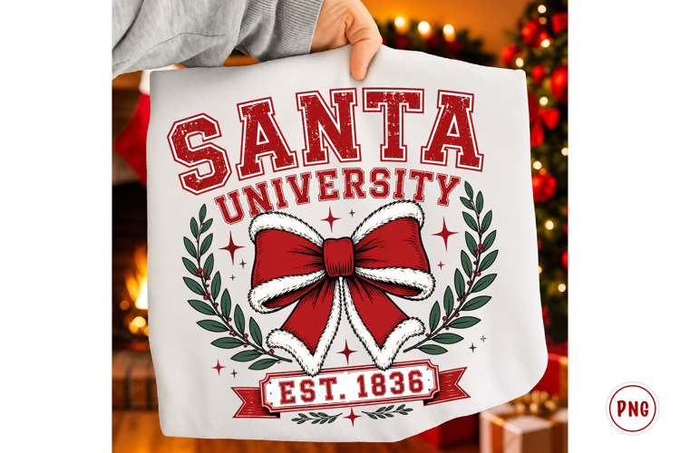 Christmas Coquette Santa Bow PNG