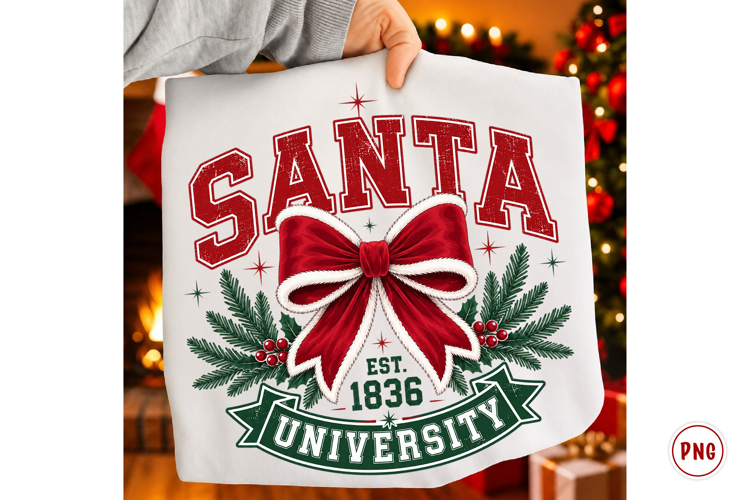 Christmas Coquette Santa Bow PNG