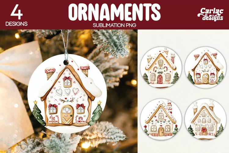 Christmas Ornament Sublimation, Christmas Cottage Ornament