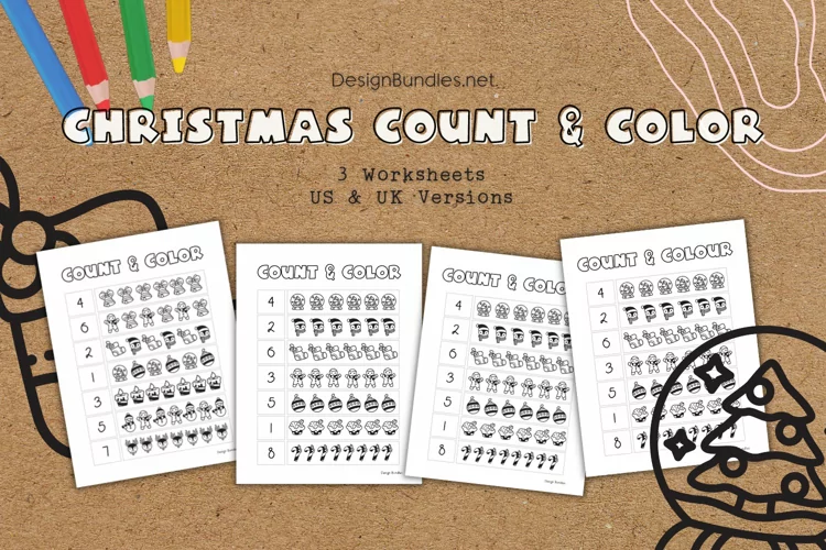 Christmas Count and Color Educational Counting and Coloring