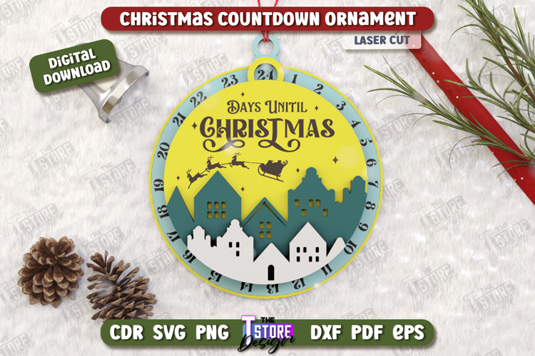 Christmas Countdown Ornament Laser Cut | Christmas Calendar