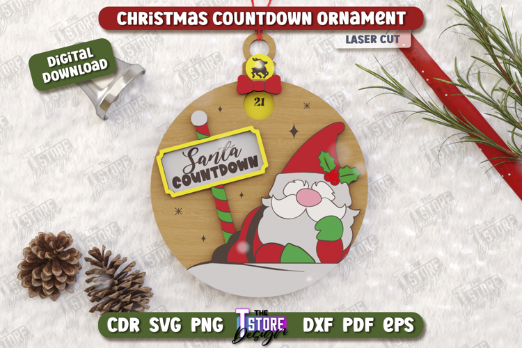 Christmas Countdown Ornament Laser Cut | Christmas Calendar