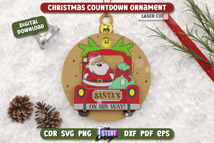 Christmas Countdown Ornament Laser Cut | Christmas Calendar
