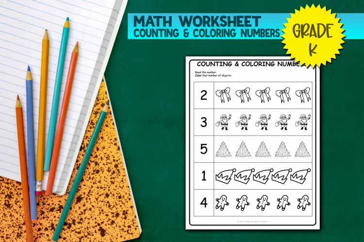Christmas Counting and Coloring Numbers Worksheet #1