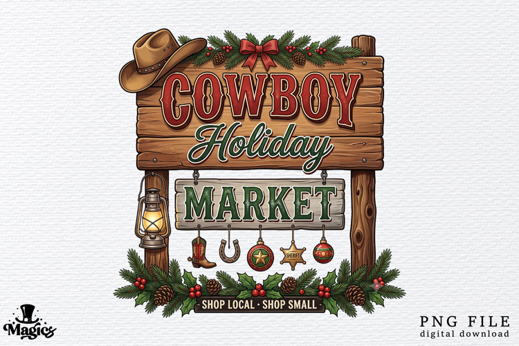 Christmas Cowboy Holiday Market PNG