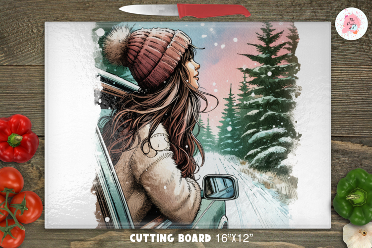 Christmas Cozy Vibes Cutting Board Sublimation Design Png