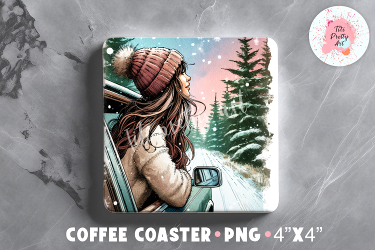 Christmas Cozy Vibes Square Coaster Sublimation Design Png