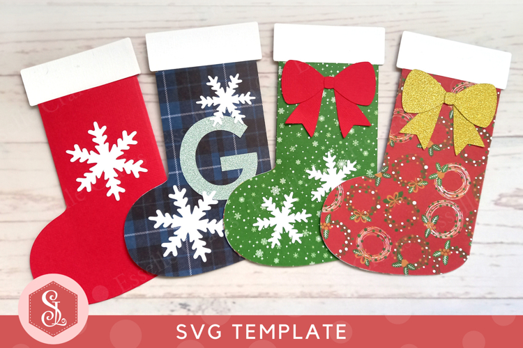 Christmas Stocking Gift Card Holder SVG Template