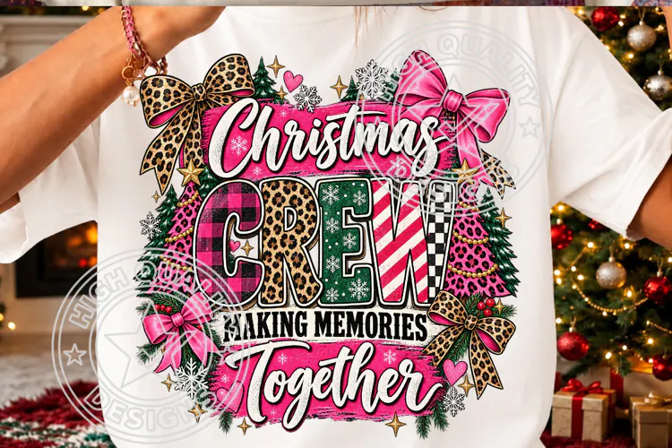 Christmas Crew PNG, Preppy Christmas PNG, Leopard