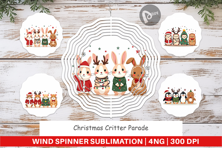 Christmas Critter Parade Wind Spinner