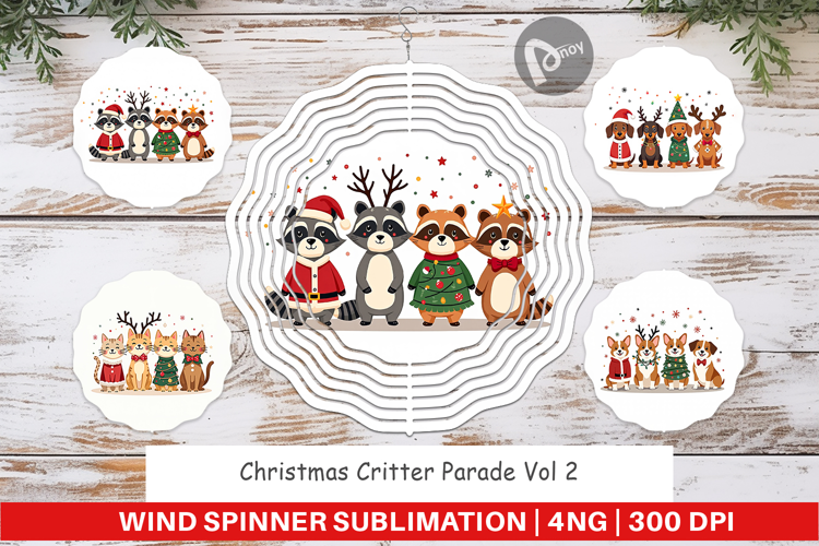 Christmas Critter Parade Wind Spinner