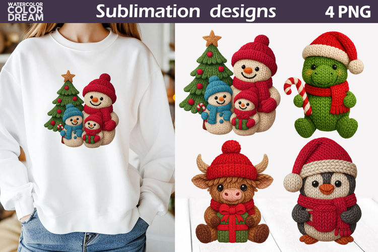 Christmas Crochet Clipart | Christmas Knitted Sublimation