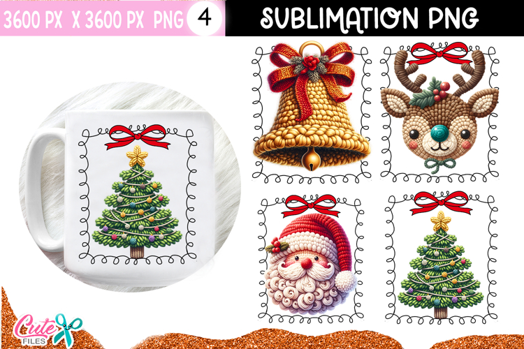 Christmas Crochet Sublimation Designs | Yarn Texture Design