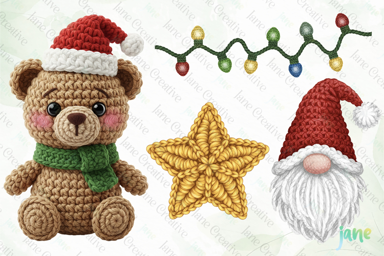 Christmas Crochet Yarn Clipart
