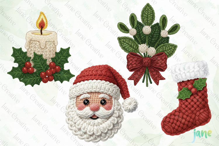 Christmas Crochet Yarn Clipart