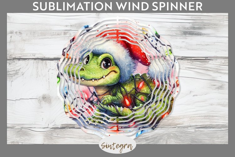 Christmas Crocodile v1 Entangled in Lights Wind Spinner Subl example image 1