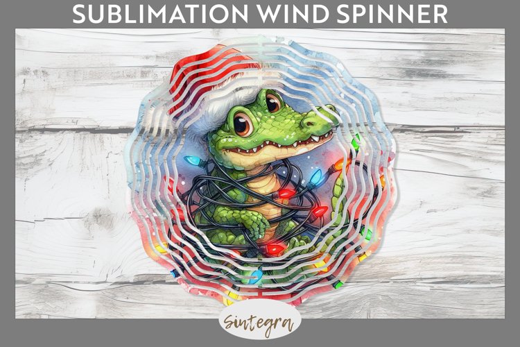 Christmas Crocodile v3 Entangled in Lights Wind Spinner Subl