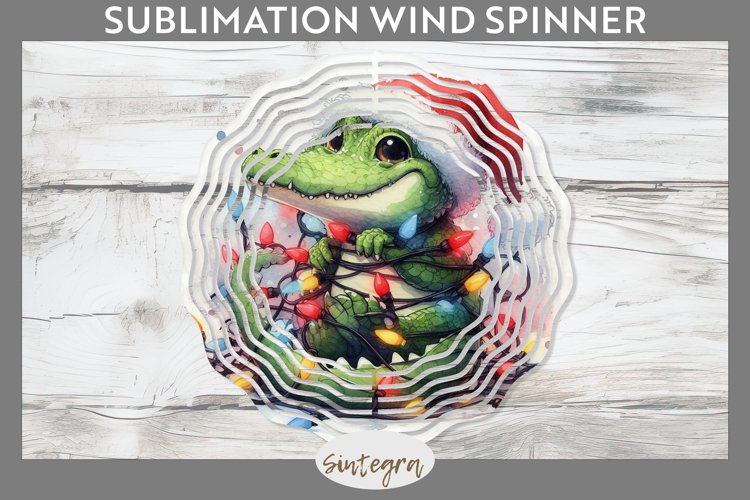 Christmas Crocodile v4 Entangled in Lights Wind Spinner Subl example image 1